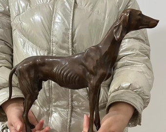 Vintage Bronze Brass or Copper Whippet or Greyhound, Brass Cute Exquisite Hound Dog Sculpture Ornament Metal Pet Dog Lover Gift Garden decor