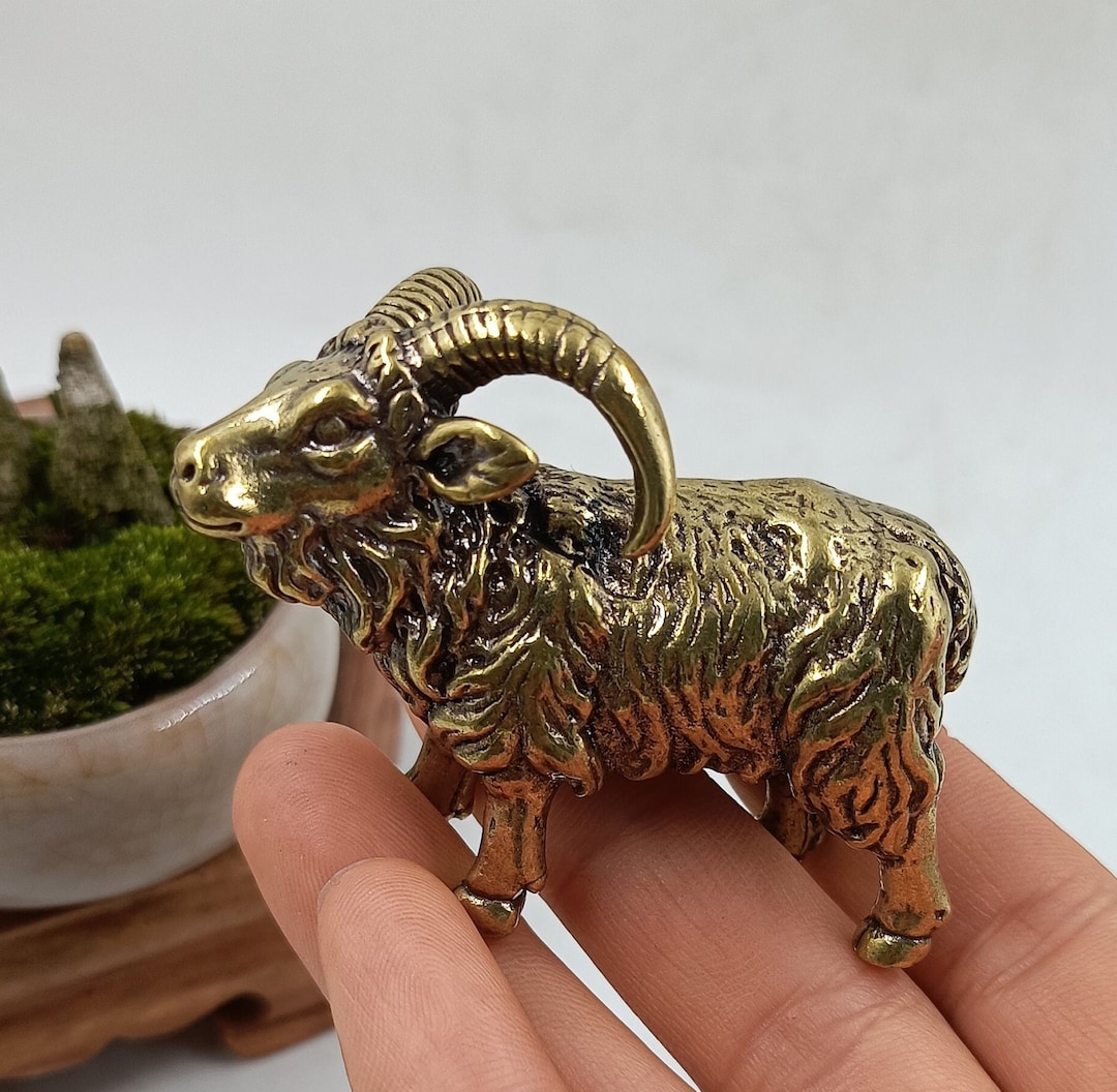 Mini Copper Sheep Statue, Exquisite Brass Decorative Sheep Ornament ...