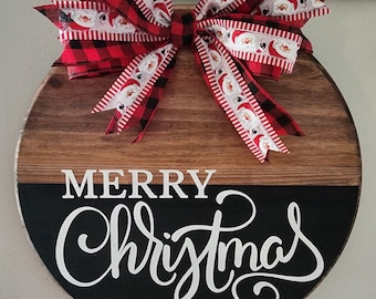 Percha de la puerta de Navidad, Feliz Navidad, Decoración De Madera, Coronas, Señales