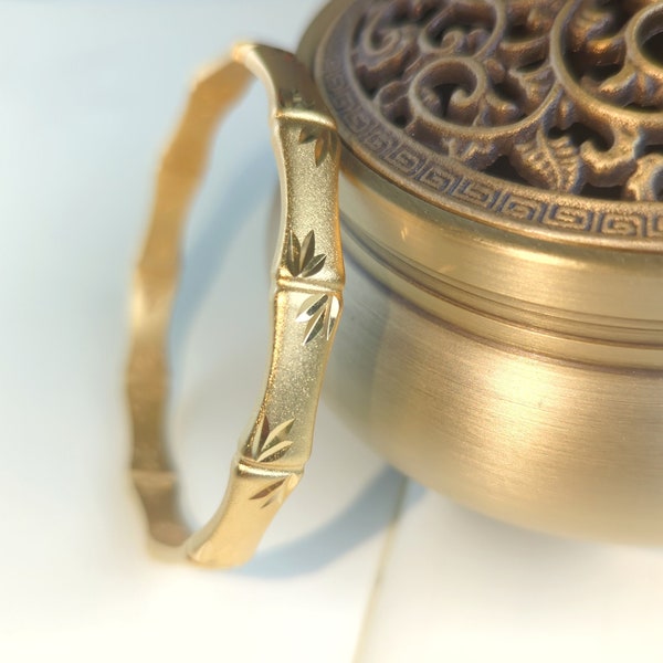 Chinese style Bamboo gold bangle 24 k gold plated brass bangle