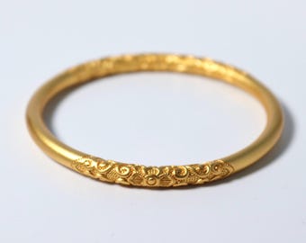 24k Gold Plated Bangle: Chinese Wedding Jewelry, Dragon & Phoenix