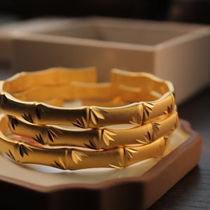 Chinese bamboe gouden armband 24-karaats vergulde messing armband