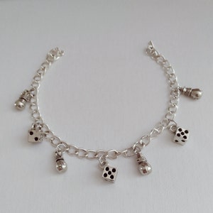 Casino Money Bags Charm Bracelet | Dice and Money Bags | Chain link Bracelet