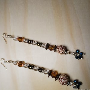 Pretty Beaded Flower Earrings | Glass Earrings | Long Dangling Earrings | Formal Earrings