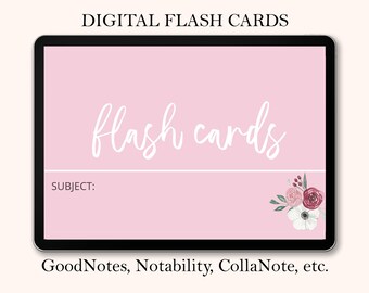 Flash Cards, Digital Flash Cards, Goodnotes Flash Cards, Digital Note Cards, Study Cards, Student Study Cards