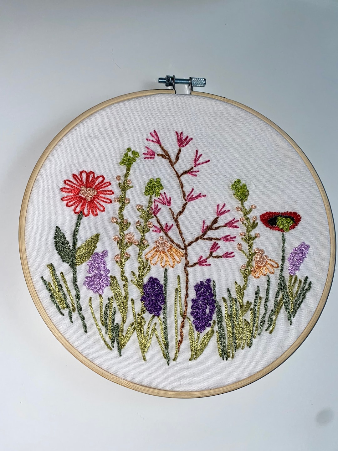 Flower Embroidery Wall Hanging - Etsy