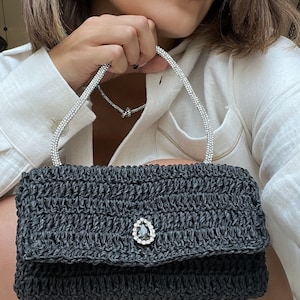Crystal Rhinestone Handbag,Crystal Purse, Wedding Evening Bridal Clutch,Diamond Night Out Bag, Shiny Crystal handle mini knit Bag