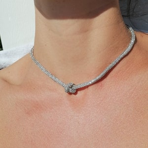 Chloe crystal Rhinestone Necklace,Rhinestone Choker,Silver Crystal Necklace,Bridesmaid Gift,Adjustable Thick Choker,Wedding Jewelry