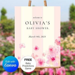 Wildflower Baby Shower Welcome Sign Template Floral Welcome Sign Baby In Bloom Baby Shower Signage Baby In Bloom Welcome Sign Wildflower