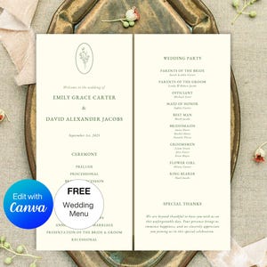 Wedding Program Template, Wedding Timeline, Order of Service, Wedding Day Program, Church Program, Wedding Programs, Wedding Schedule, DIY