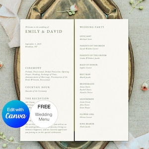 Wedding Program Template, Wedding Timeline, Order of Service, Wedding Day Program, Church Program, Wedding Programs, Wedding Schedule