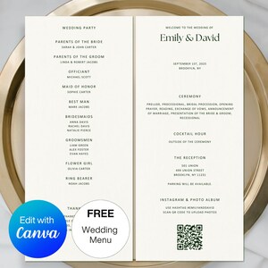 Wedding Program Template, Order of Service, Editable Canva Template, Printable Wedding Program Template, Wedding Timeline, Instant Download