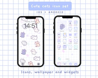 Cute Cats App Icons Pack | Phone Theme | Cute Wallpapers | iOS & Android |