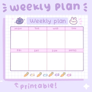 Cute Weekly Planner | Printable Stationery | Instant Download | - Etsy