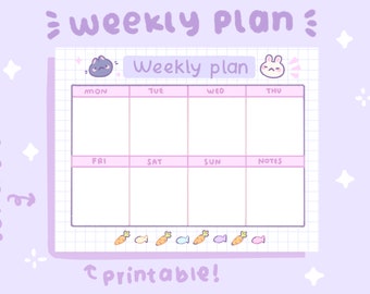 Cute Weekly Planner Printable Stationery Instant Download | Etsy