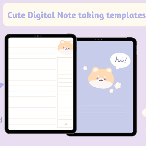 Cute Digital Note Taking Templates Digital Paper Student Etsy