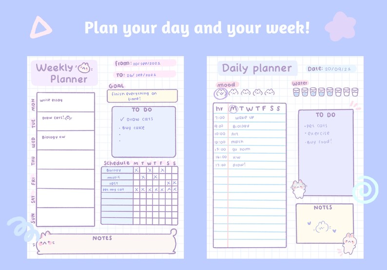 Cute Daily & Weekly Planner | Printable Stationery | Instant Download ...