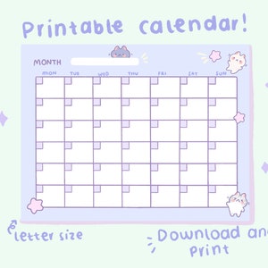 Open Monthly Calendar | Cute stationery | Instant Download