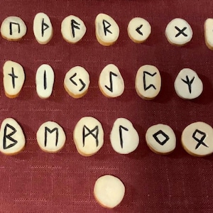 Elder Futhark Deer Antler Runes - Black ink