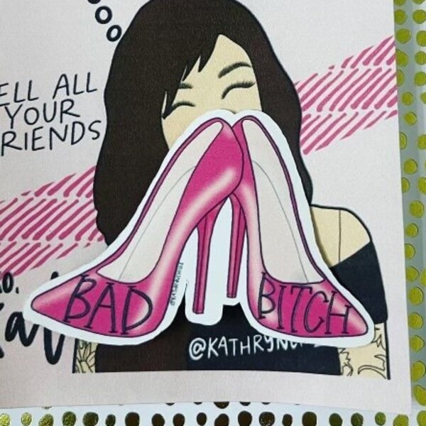 Bad Bitch Sticker, Bad Bitch Decal, Bitch Sticker, Bitch Decal, High Heels Sticker, High Heels Decal, Funny Sticker, Funny Decal, Pink Decal