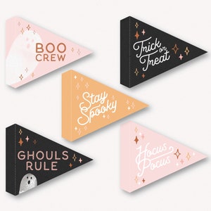 Cute Halloween Flags | Halloween Pennant Flags | Printable Pennant Flags | Cute Halloween Decor