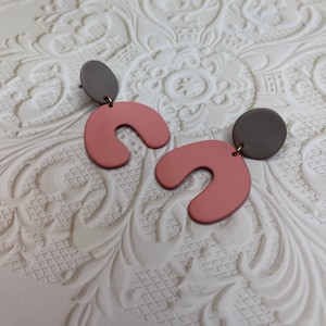 Pink and Gray artistic earrings