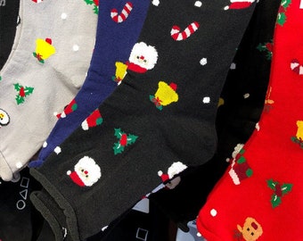 Snowy Xmas Crew Sock | Soft winter socks | Cute holiday socks | Warm socks | Christmas soft socks | Christmas gifts | Made in Korea