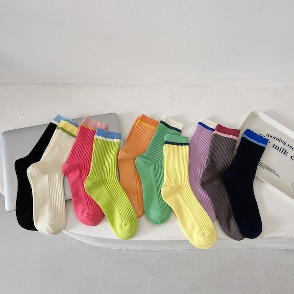 Colorful Fun | Women Crew Socks | Summer | Soft Cotton | Sneaker | Casual | Fun Stripe | Cute Gift | Thin Breathable | Dress Socks | Loafer