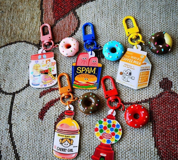 Handmade Donuts Keychains A Set of 5 Cute Key Rings Bag Etsy