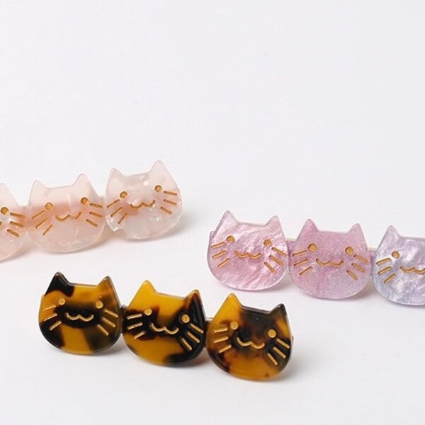 Cat Hair Clips | A set of 3 clips | Bright colors | Rainbow | Hair claws | Cute hair accessory | Gift for her | Pet Lover | Kitten