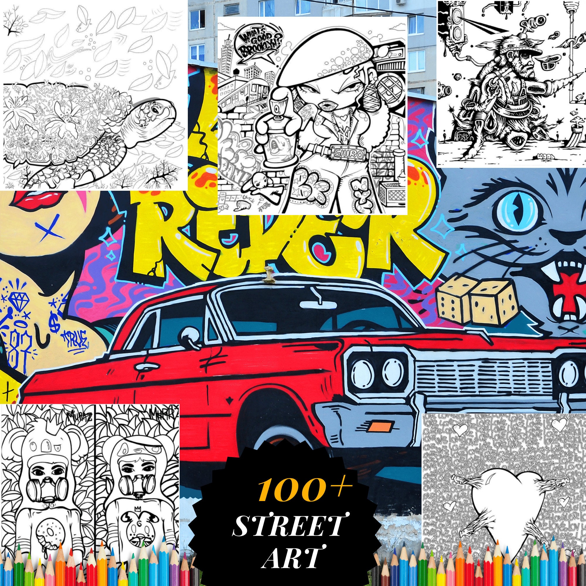 100 Street Art Coloring Pages Etsy