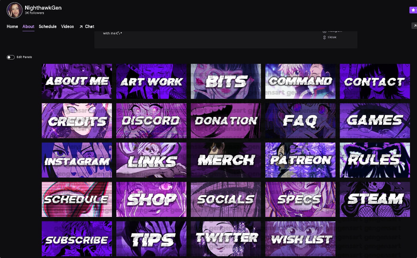 anime twitch panels anime twitch panels
