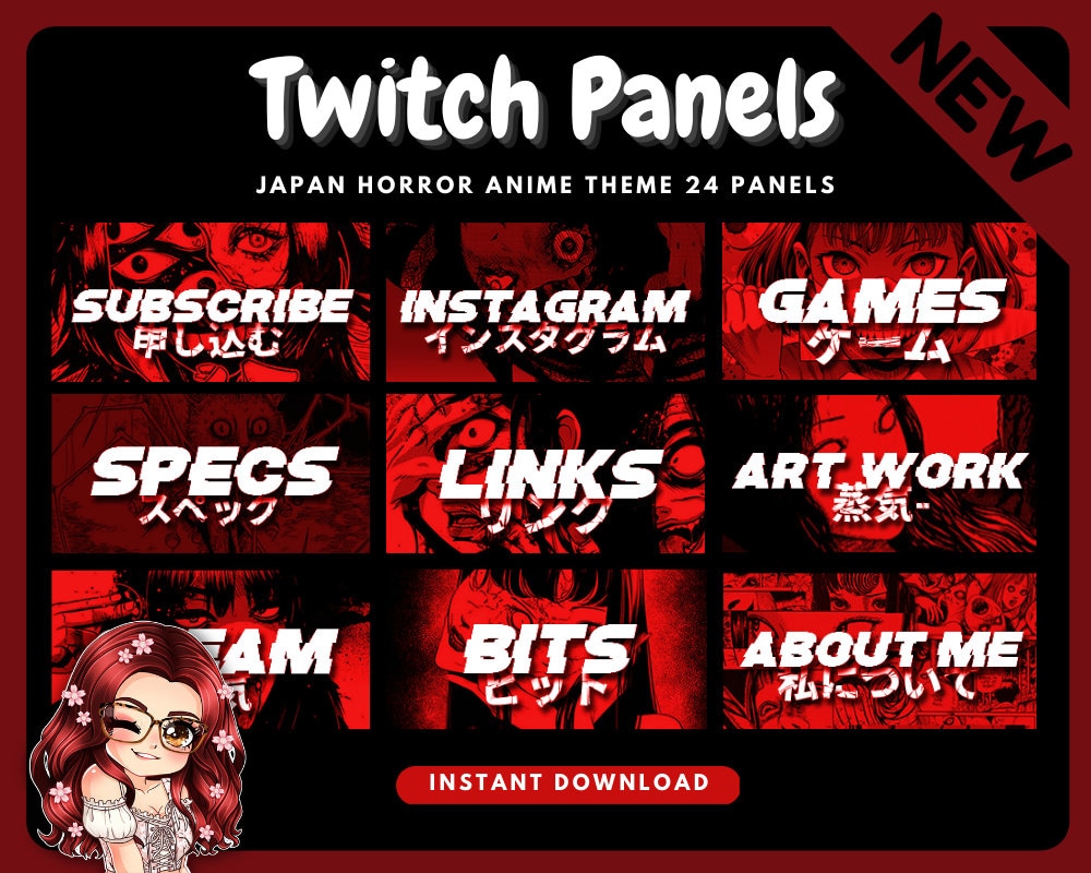 Create custom unique hand drawn anime twitch panels by Karrarin | Fiverr