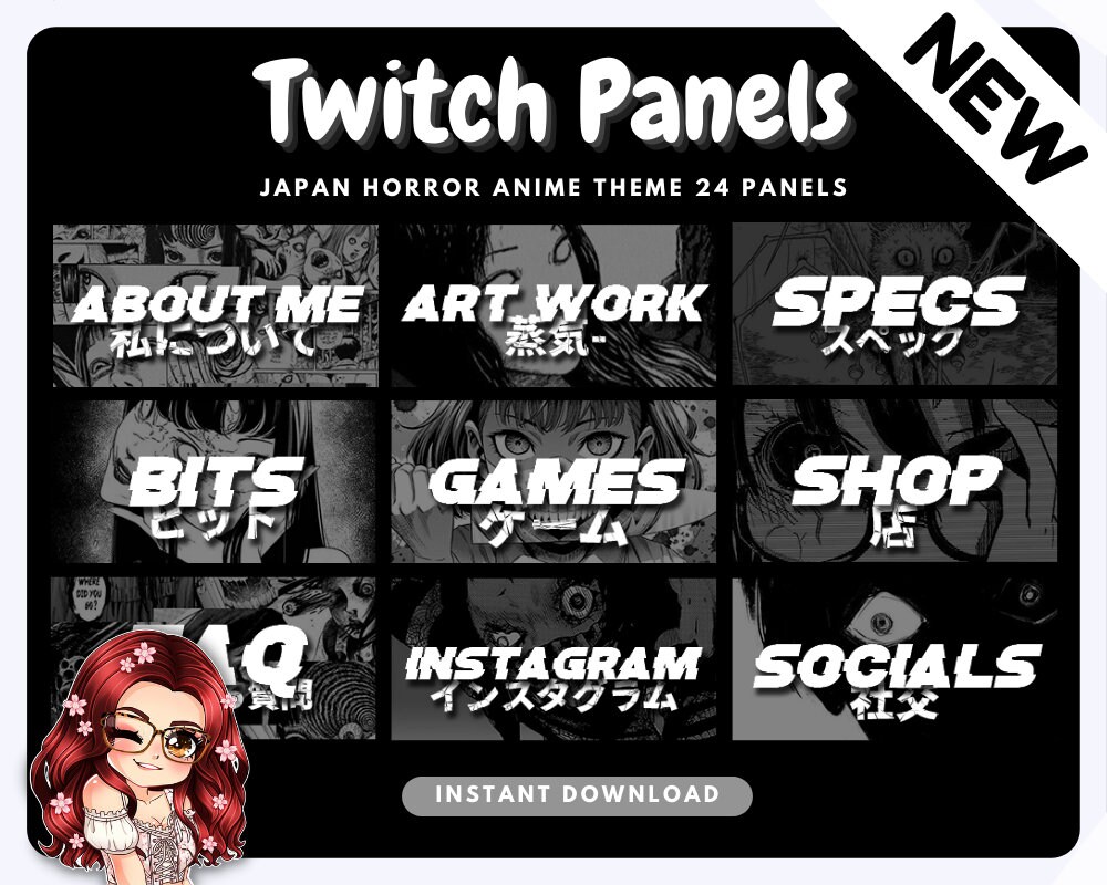Animated Twitch Screens and Twitch Panels - Old Anime Style