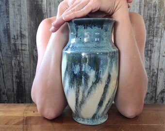 Large Slate Blue Porcelain Vase, 9&quot;