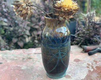 Arts and Crafts Peacock Vase