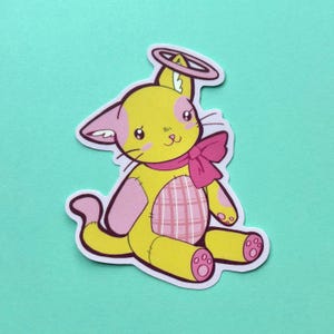 Adesivo de vinil de gatinho de pelúcia de anjo