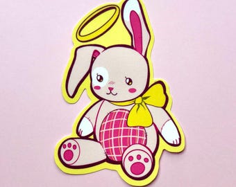 Angel Stuffed Bunny Matte Vinyl Sticker