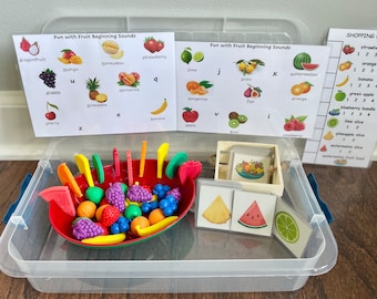 Kids Gifts, Fruit Activity Kit, Busy Box, Montessori, School-Age, Kids Spring Kit, Money, sensory, PreK, Kids Birthday Gift, Kids Summer Kit