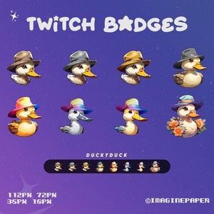 8 Ducky Duck Sub Badges, Twitch Streamer Assets, Anime Style, Animal, Kawaii, Emotes, Emojis, Frog, Toad, Instant Download PNG Files!