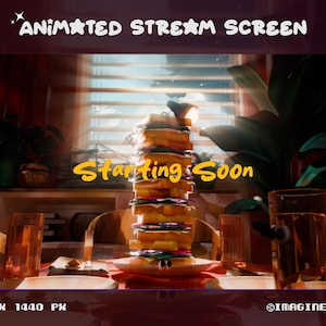 4x Animierter Sandwich Stream Bildschirm,Ghibli Vibes,Aquarell, Aestethic Comfy Room,(Beginn bald,Be Right Back,Danke fürs Anschauen,Offline)
