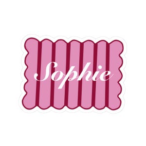 Custom Name Vinyl Sticker: Pink Parisian Stripes