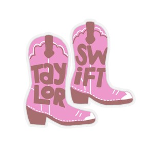 Różowa naklejka na buty kowbojki Taylor Swift | Estetyka Swiftie | Uroczy wzór w stylu western pop na butelkę na laptopa zdjęcie 7