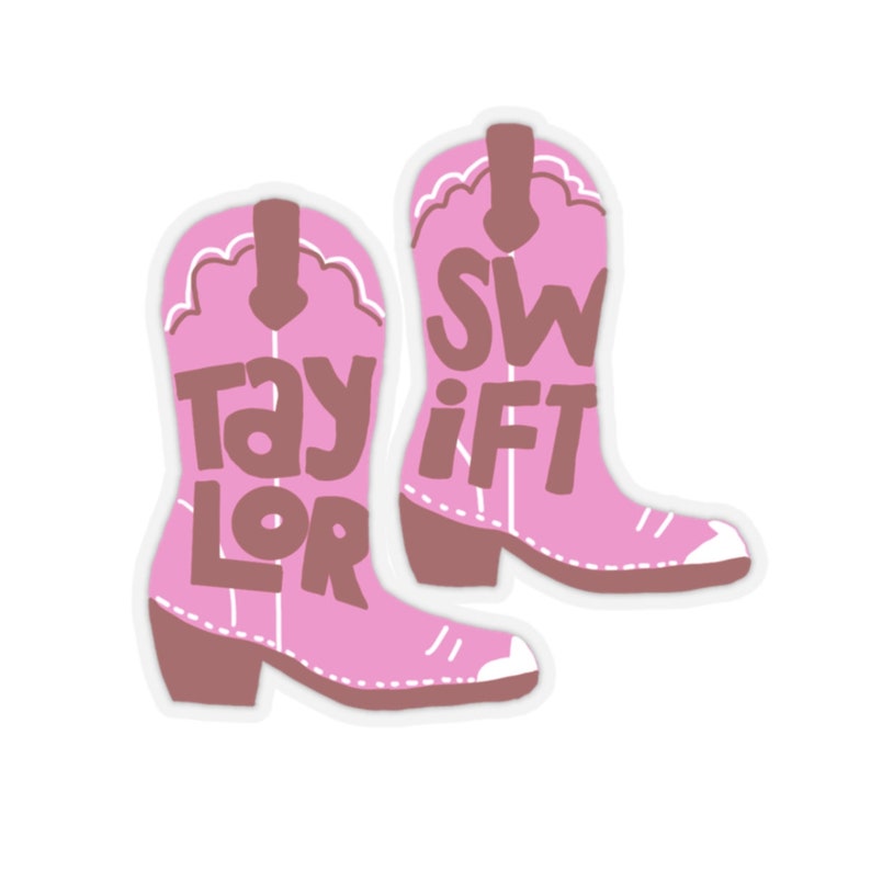 Różowa naklejka na buty kowbojki Taylor Swift | Estetyka Swiftie | Uroczy wzór w stylu western pop na butelkę na laptopa zdjęcie 3
