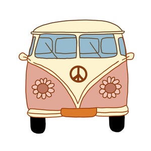 Super cute bohemian/neutral colored hippie van vinyl sticker