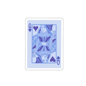 Queen of Hearts Sticker, Blue Queen of Hearts, Card Game, Kindle Stickers, Laptop Sticker, Queen, Queen Sticker, Blue, Blue vinyl Sticker