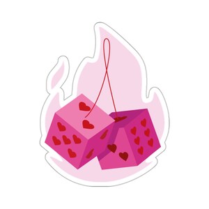Adesivo de dado de coração vermelho, adesivo de dia dos namorados, dia dos namorados, amor, carta de amor, adesivo de kindle, eu queimo por você, adesivo de vinil rosa da moda