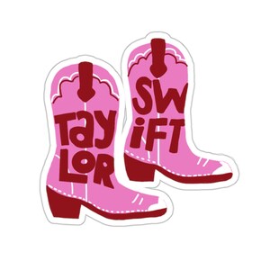 Różowa naklejka na buty kowbojki Taylor Swift | Estetyka Swiftie | Uroczy wzór w stylu western pop na butelkę na laptopa zdjęcie 8
