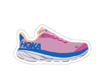 Naklejka na różowe buty sportowe Hoka: naklejka na buty w stylu preppy