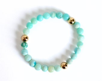 Blue opal beaded bracelet | Opal Gemstone Bracelet | Stacking Bracelet | Bracelet | Summer Jewelry| Beach Beaded Bracelet